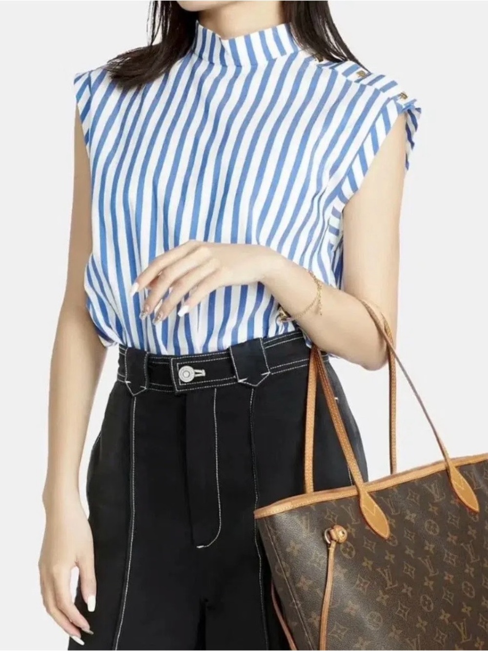 Louis  Vuitton LV Blue White Stripe Sleeveless Top 36